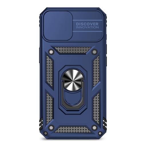 for iPhone 17E / iPhone 16E Case, with Camera Lens Cover HD Screen Protector, Dual Layer Military-Grade Drop Tested Magnetic Ring Holder Kickstand Protective Phone Case for iPhone 16E /17E (Navy Blue) - image 9