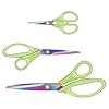 Schere, Scheren mit scharfen Klingen aus Titanium, Weiche Komfortgriffe, Geeignet für Haushalte, Büros und Schulen, 3 Stück(Grün)