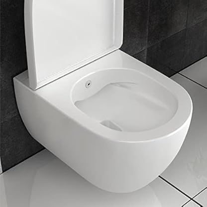 Alpenberger Dusch WC Set | Wand WC Spülrandlos | WC Sitz mit Absenkautomatik | Moderne Toilette mit Bidet Funktion für Intimdusche | Taharet WC | Hänge WC Passend Geberit (Diamond 7101 U) – Bild 6