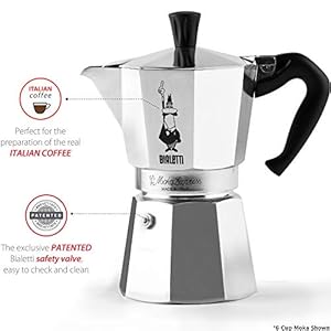 Bialetti Express Moka Pot, 6 -Cup & Coffee, Aluminum Silver Bialetti Express Moka Pot 6 Cup Coffee Aluminum Silver