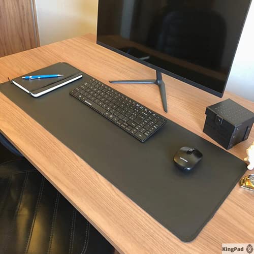 Mouse Pad Desk Pad WORK Couro Ecológico - KingPad… (80x30cm, Preto)