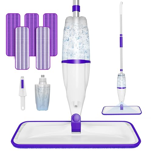 Spray Mops for Hardwood Floor Cleaning: EXEGO Wet Mops with 5 Microfiber Refillable Pads for Swiffer Powermop - Floor Mop with Sprayer Dust Dry Mopping Tools for Tile Wood Laminate Vinyl Marble by EXEGO - Used condition - US$20.36