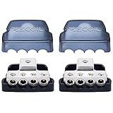 Recoil DB14P 4 Way Power Distribution Block, 1 X 0/2/4 Gauge in / 4 X 4/8 Gauge Out Power Distribution Ground Distributor Block for Car Audio Amplifier Splitter 2 Pack