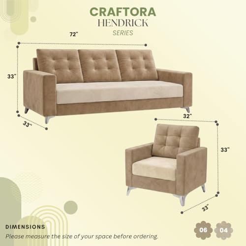 Image of Hakuna Plush Velvet 3 Seater + 1 Seater + 1 Seater Sofa Set | Silken Velvet Upholstery | Golden Legs | Designer Set for Living Room & Office Spaces (Beige-Cream)