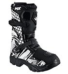 Speed MaxX Kids Black & Whtie Real Leather Off - Road Motorbike/Motocross/Motorcycle Cubs MX Sports Shoes/Boots (Black & White, UK Footwear Size System, Big Kid, Men, Numeric, Medium, 6)