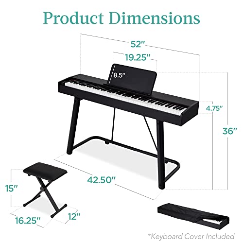 Best Choice Products Piano numérique pleine grandeur avec poids de 88 touches, jeu de clavier électronique pour tous les niveaux d’expérience avec support en U, 3 unités de pédale de sustain, - Les Beatles, Paul McCartney, John Lennon, RIngo Starr, George Harrison Best Choice Products Piano numérique pleine grandeur avec poids de 88 touches, jeu de clavier électronique pour tous les niveaux d'expérience avec support en U, 3 unités de pédale de sustain, – Image 8