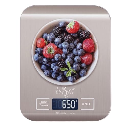 Image of URBANFIX Stainless Steel Digital Kitchen Weighing Scale & Food Weight Machine for Diet, Nutrition, Health, Fitness, Baking & Cooking (5Kgs, Stainless Steel, 2 Years Warranty)