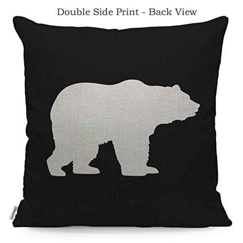 Wondertify Throw Pillow Case Cover White Bear Walking On The Black Background - Soft Linen Pillow Case For Decorative Bedroom/Livingroom/Sofa/Farm House - Cushion Covers Couch Pillow 18X18 Inch #TOP1