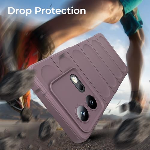 Image of A rtistque Liquid Silicone Stripes Back Cover Case for iQOO Neo 8 5G | with Camera Protection | with Inner Fabric | Anti Slip Grip | AirBag Case - Purple