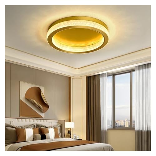 Plafonnier LED moderne rond or 30cm pour illuminer le salon