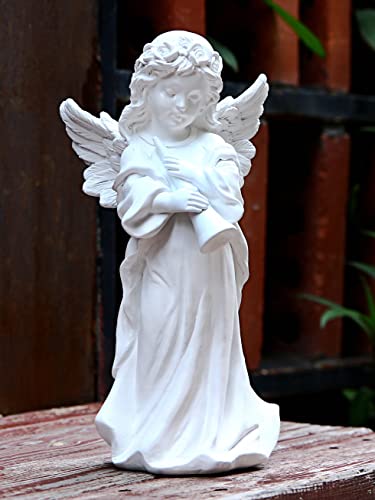 Blltllw Angel Figurines Decor Garden Angel Sculpture Outdoor Patio Lawn Ornaments Mother's Day Thanksgiving Day Gardening Gift Resin Angel Statue 11.41 Inches (Horn) #TOP3