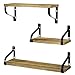 Love-KANKEI Floating Shelves Wall Mounted Set of 3, Rustic Wood Wall Storage Shelves for Bedroom, Living Room, Bathroom, Kitchen, Office and More Carbonized Black