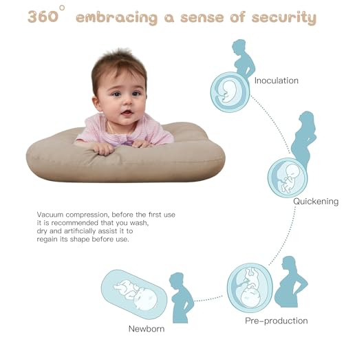 Image of Baby Lounger for Newborn, Bionic Design Baby Lounger, Soft Organic Cotton Breathable Lounger for Infants 0-24 Months (Cream Grey)