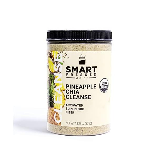 Smart-Pressed-Juice-Pineapple-Chia-Cleanse-Prebiotic-Superfood-Plant-Based-Fiber-with-Vegan-Probiotics-Enzymes-Keto-friendly-Detox-Constipation-Relief-Made-in-the-USA-30-Servings SMART Pressed Juice Pineapple Chia Cleanse | Prebiotic Superfood Plant Based Fiber with Vegan Probiotics & Enzymes | 30 Servings (Packaging May Vary)
