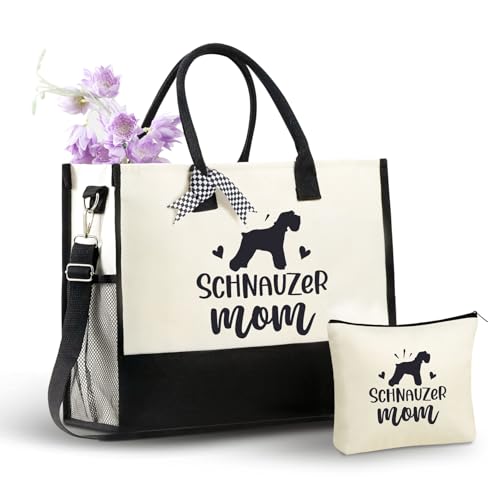 Bolso Tote Canvas InnoBeta Schnauzer con cierre y correa miniatura 1