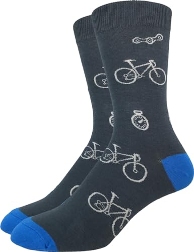 Good Luck Sock Men's Bicycle Crew Socks,Large (Shoe size 7-12),Grey