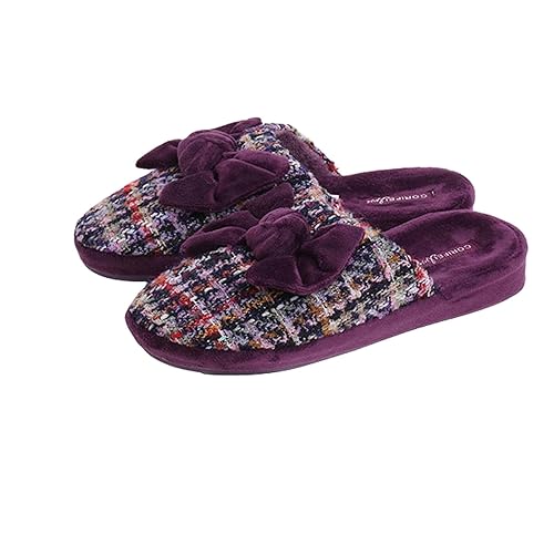 Pantoufles en peluche violettes pour femme chaussons fourrure