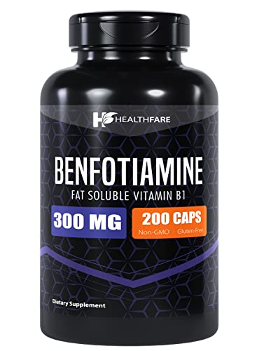 Healthfare Benfotiamine 300Mg | 200 Capsules | Fat Soluble Thiamine Vitamin B1 | Supports Glucose Metabolism, Cardiovascular And Nervous System Health | Non-Gmo | Gluten Free #TOP14
