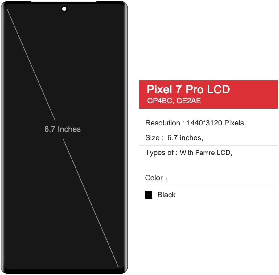OLED for Google Pixel 7 Pro Screen Replacement LCD Touch Screen Digitizer Assembly for Pixel 7 Pro GP4BC GE2AE Display with Tools (Not for Pixel 7A / 7)