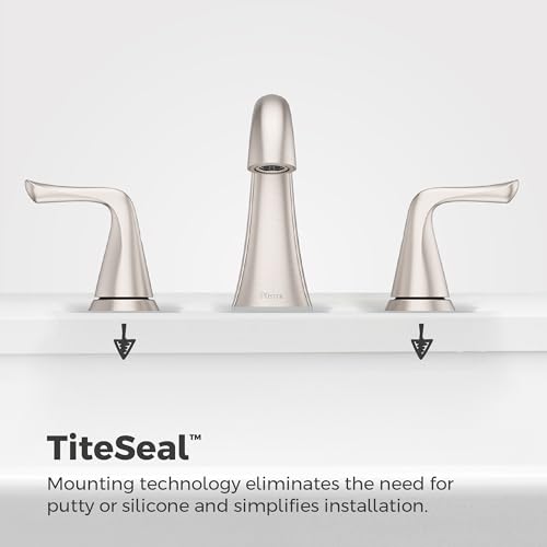 Pfister Willa Bathroom Sink Faucet 8 in Widespread 3 Hole 2 Handle Vanity Faucet with Push & Seal Drain NSF Certified Spot Defense Brushed Nickel Finish LF049MALGS by Pfister - Used condition - Image 6