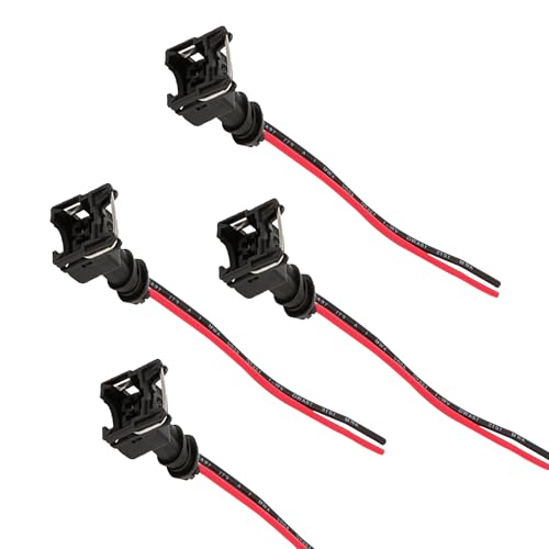 wipcowi 4 PCS Fuel Injector Connector, Copper Core Stable Transmission Connector, Heat-resistant Socket with Insulated Extended Pigtail Wiring Harness, Universal for Most Vehicles (Black)