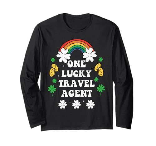 One Lucky Travel agent Cute St Patricks Day Irish Shamrock Long Sleeve T-Shirt