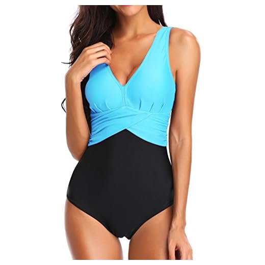 PANOZON Bikini Mujer Traje de Baño Una Pieza para Playas Piscina con Cuatro Colores Opcionales Tallas Grandes (4X-Large, Azul-1)