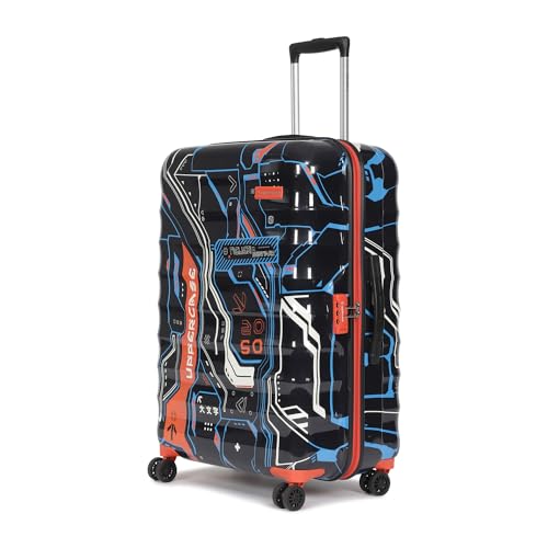 Image of uppercase Cyber Punk (Large) 76Cms|Check-In Inline Trolley Bag For Travel|Polycarbonate Hardshellsided Printed Luggage|Combination Lock|8 Wheel Trolley Bag|Suitcase For Unisex|(Black),H-75.5 cms