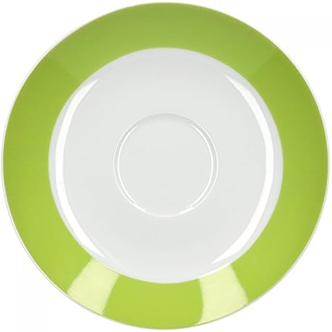 Van Well Vario Porzellan-Untertasse I weißer Unterteller mit Flower-Design I Untertassenteller spülmaschinengeeignet & mikrowellengeeignet I 14,5cm großer Untersetzer Cover