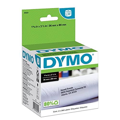 Image of DYMO Authentic LW Large Mailing Address Labels, DYMO Labels for LabelWriter Label Printers, 1-4 /10 inch x 3-1 /2 inch, 2 Rolls of 260 (520 Total)