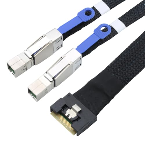 Câble Slimline SAS SFF 8654 8i vers Dual SAS HD SFF 8644 cordon de transfert données serveur 0.5m