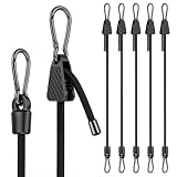 Gusmigus 6 Pezzi Corda Elastica con Ganci Regolabile, 100 cm, Espansore con Moschettone, Resistente agli Agenti Atmosferici, Anti-UV, Nero, per Fissaggio Vela Ombreggiante, Portapacchi