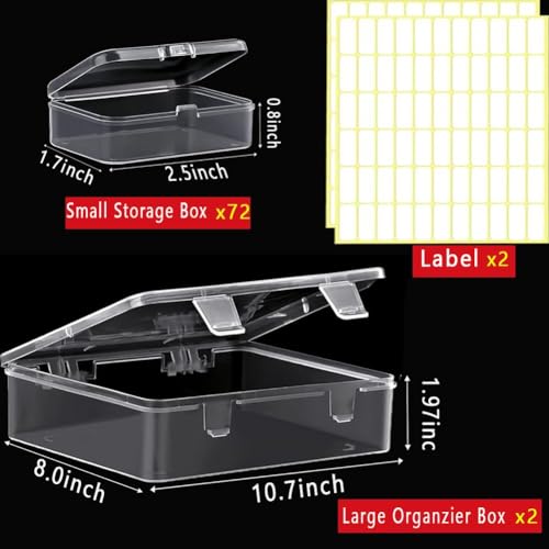 Image of 74pcs Bead storage containers, bead organizer boxes and craft storage boxes for bracelet making DIY jewelry craft nails, bracelets, jewelry, diamonds, clay beads, screws 2.5x1.7x0.8Inch