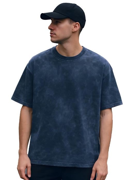 boffi ... Bee-Fits Cotton Unisex Half Sleeve Dye Wash Oversized T...
