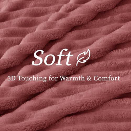 Image of BEDELITE Ribbed Twin Blanket for Couch & Bed, Brick Dust, 60 inchx80 inch | Ultra-Soft Plush Fleece, Cozy, Warm Yet Lightweight, Ribbed Texture, Home Decor, Machine Washable, Giftable, All-Season Use