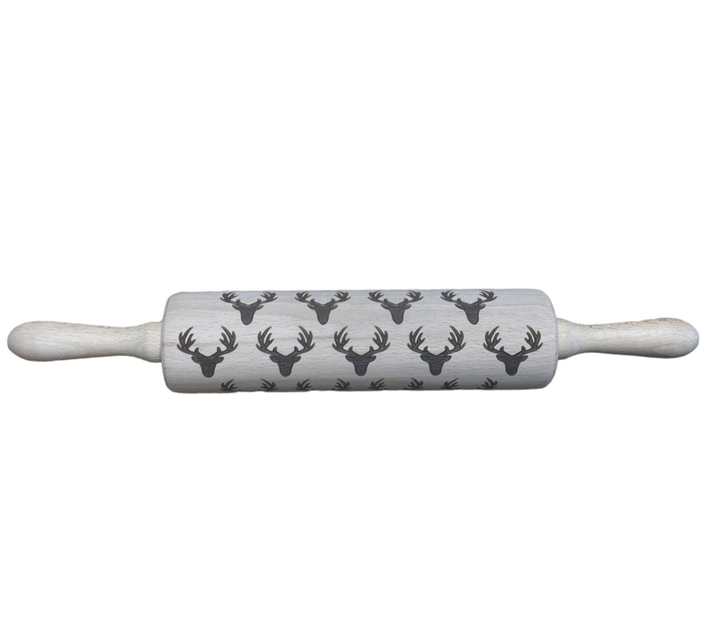efo Embossed Rolling Pin with Engraved Design - Decorative Dough Roller - Cake Baking Accessories to Make Unique Bakes and Pottery - Beautifully Handmade Patterned Rolling Pin 40cm (Deer Heads)