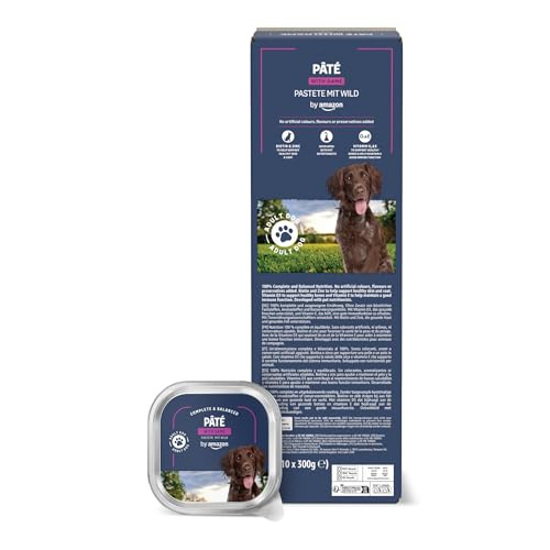 by Amazon Cibo per cani, pâté con selvaggina, 300 g, confezione da 10