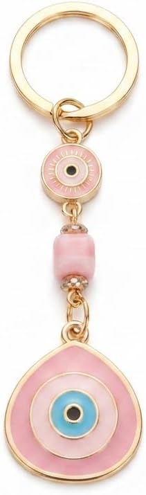 Premium Pembe Mine  lemeli Nazar Boncuklu Alt n Tonlu Anahtarl k ve  anta S s  - Kad nlar  in  k ve Zarif  ans Getiren Hediye Bohem Tasar m, Charm