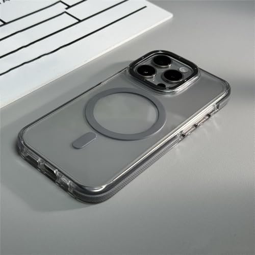 Coque de téléphone de charge sans fil magnétique transparente iPhone 12 Pro Max housse grise