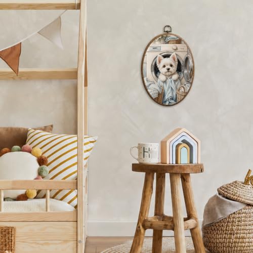 Toile murale Westie de qualité supérieure impression sur toile ovale Sufamb