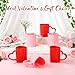 Baderke 12 Pcs Valentine's Day Heart Shaped Mugs with Handles 7.8 oz Reusable Pink Red Love Heart Plastic Drinking Cups for Birthday Wedding Anniversary Party Supplies(Red and Pink)