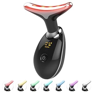 Red Light Therapy for Face and Neck, 7 Color Light Based Face Massager Tool, Portable Skin Care Tool for Firming, Tightening and Lifting (Glossy Black)
