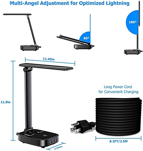 Lampe de table LED design avec hub de charge USB et prises CA - 6