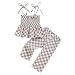 Aiwpstoin Toddler Baby Girl Clothes Tie-Up Strap Ruffle Camisole Tops Linen Pants Set Little Girls Summer Outfits (Khaki, 18-24 Months)