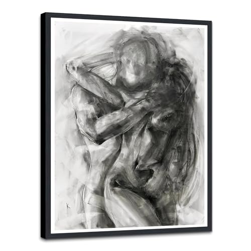 Romantic Couple Canvas Wall Art Sweet Lover Poster Elegant Vintage Print Artwork Wall Decor for Hallway Apartment Living Room Bedroom Decor 12x16in