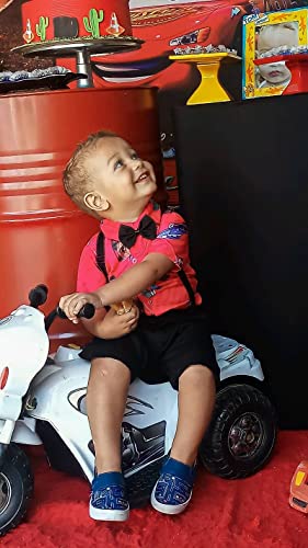 Carros McQueen Kit Roupa Conjunto Infantil Menino 4 Peças Camisa Gravata Bermuda e Suspensório Anive