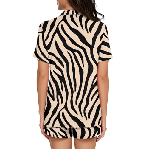 Image of Women's Short Sleeve Sleepwear Button 2 Piece Plus Size Pajamas Casual Soft Stretchy Funny Nightwear with Pockets