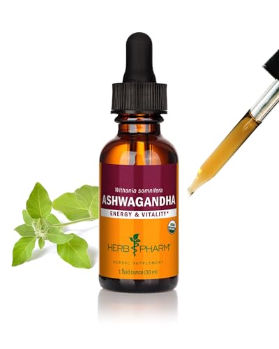 Herb Pharm Ashwagandha Liquid Extract: Organic, Calming Ayurvedic Adaptogen, Stress Support Supplement | Fast-Absorbing & Sugar-Free Ashwagandha Tincture | Up to 3 Week Supply, 1 oz*