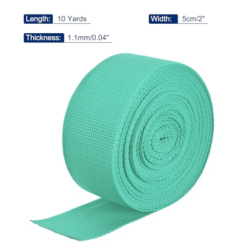 Image of MECCANIXITY Lightweight Polypropylene Webbing Strap 2 inch 10 Yard Backpack Strapping Band Turquoise Green for Outdoor Luggage Cargo Straps