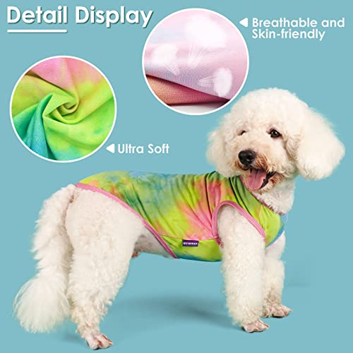 Cyeollo 2 Pack Dog Shirt Tie Dye Sun Protection Dog Summer Tank Top Vest Stretchy Breathable T Shirts Dog Clothes For Small Dogs #TOP1